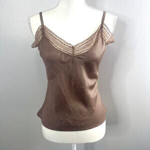 Vintage Papillon Lace Trimmed Cami Top Medium Cotton Silk Blend